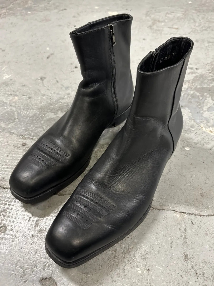 Prada Black Premium Precise Leather Boots (41eu/us8) VOrtoKm 1