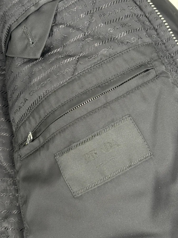 AW2018 Prada Black Puffer Shearling Leather Jacket UEROydW 9