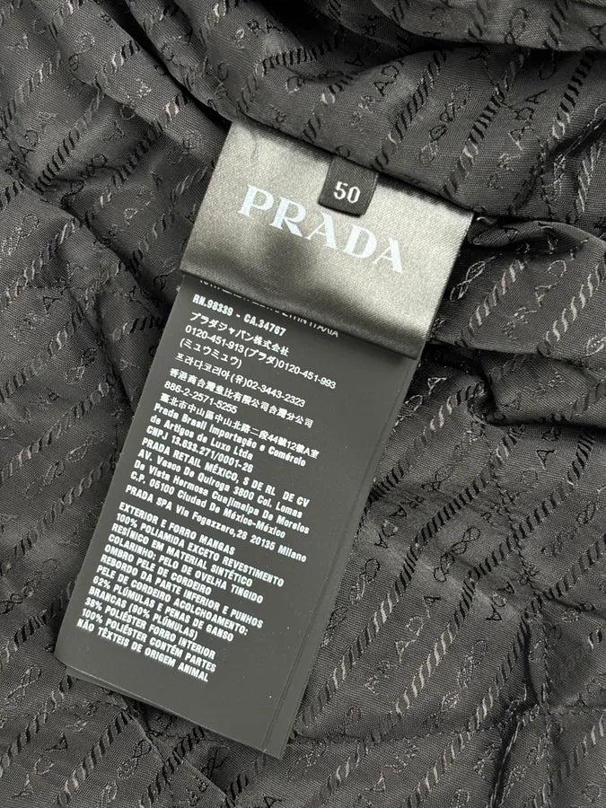 AW2018 Prada Black Puffer Shearling Leather Jacket UEROydW 10