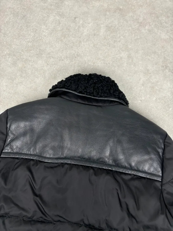 AW2018 Prada Black Puffer Shearling Leather Jacket UEROydW 5