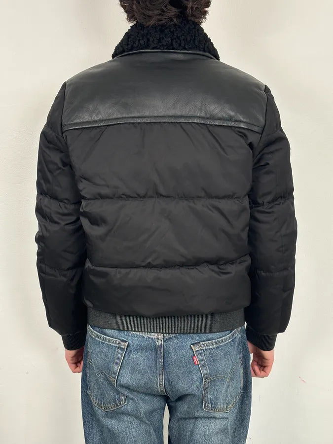 AW2018 Prada Black Puffer Shearling Leather Jacket UEROydW 2
