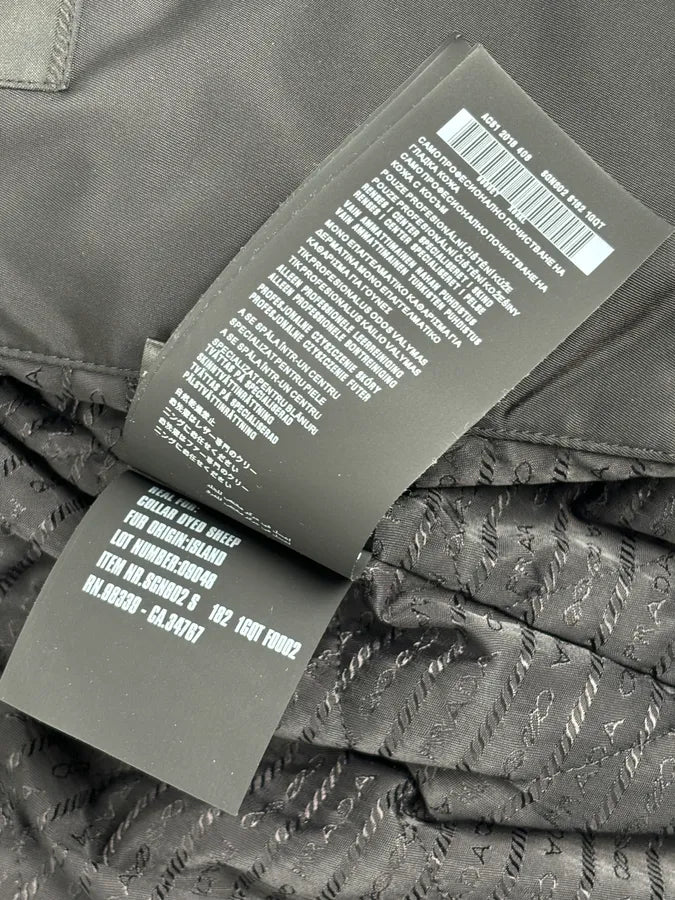 AW2018 Prada Black Puffer Shearling Leather Jacket UEROydW 12