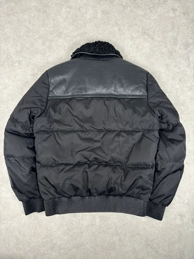 AW2018 Prada Black Puffer Shearling Leather Jacket UEROydW 4