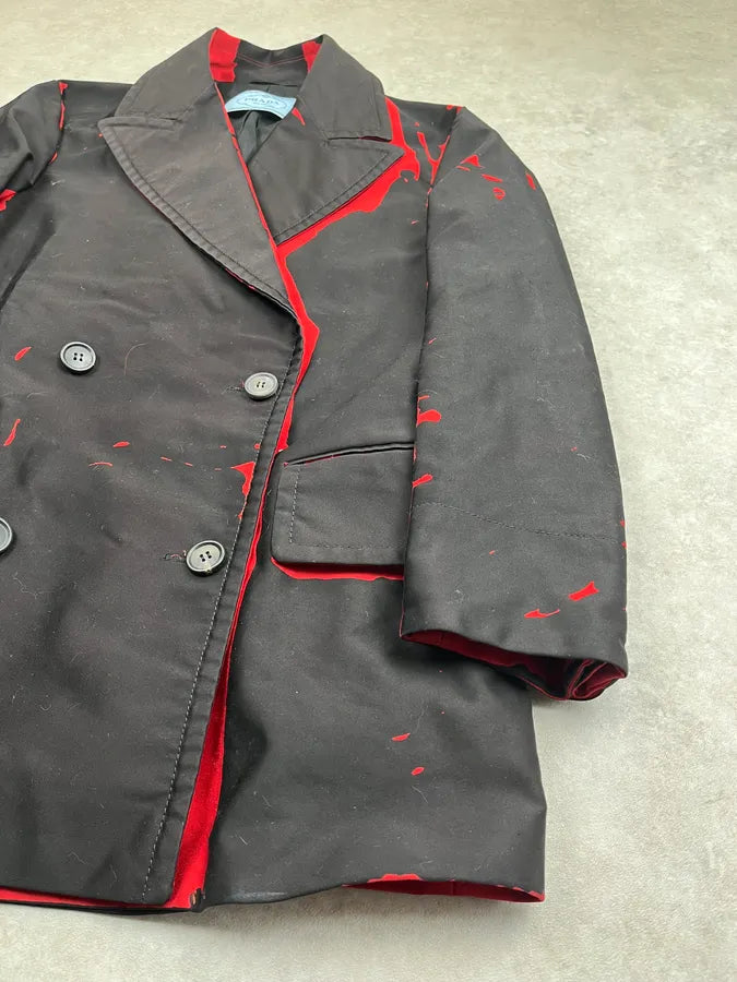 SS2018 Prada Black Red Splatter Blood Effect Buttoned Jacket FaEbUhj 4