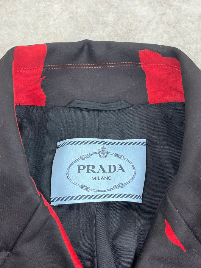 SS2018 Prada Black Red Splatter Blood Effect Buttoned Jacket FaEbUhj 11