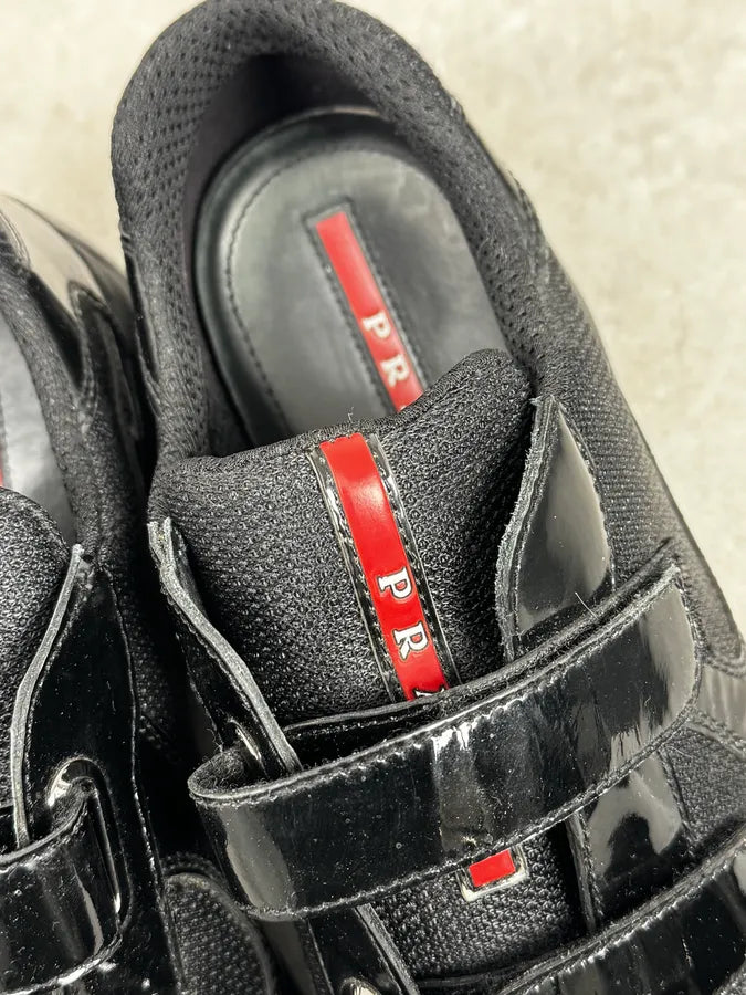 Prada Black Satin Leather America’s Cup Low Sneakers sWgnNZd 2