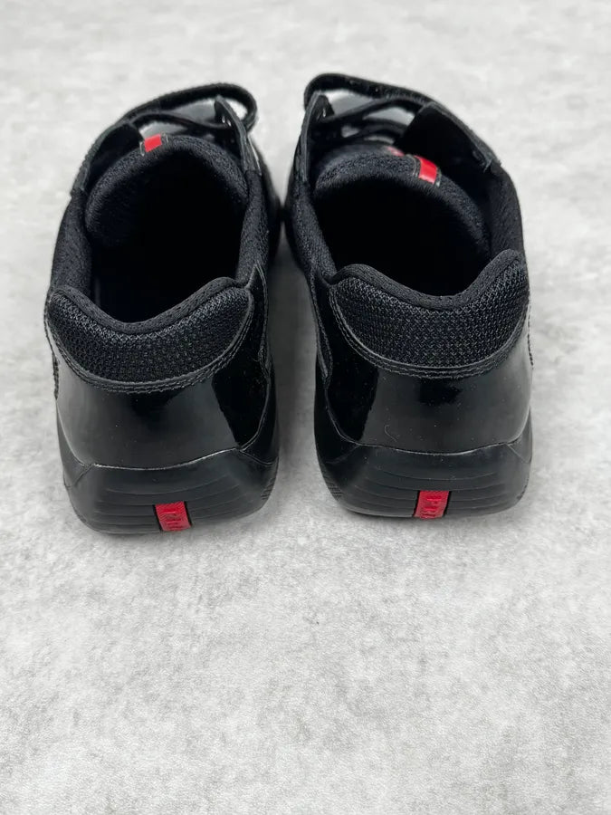 Prada Black Satin Leather America’s Cup Low Sneakers sWgnNZd 3
