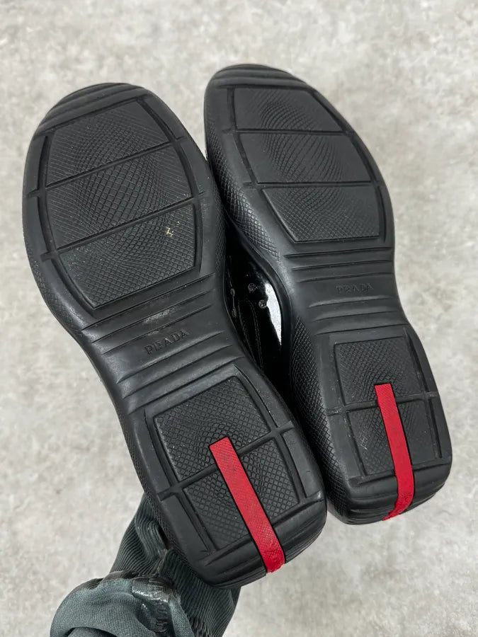 Prada Black Satin Leather America’s Cup Low Sneakers sWgnNZd 4