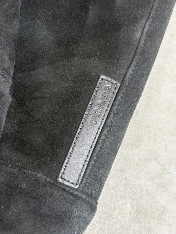 AW2006 Prada Black Sheep Fur Suede Jacket OuGZVvX 7