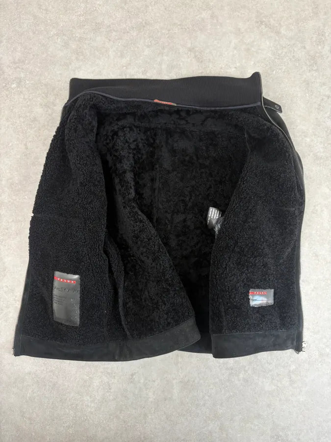 AW2006 Prada Black Sheep Fur Suede Jacket OuGZVvX 6