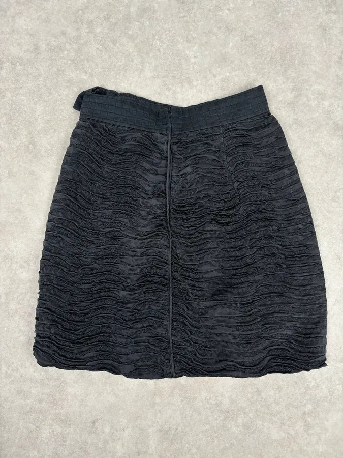 Prada Black Silk Ruched Skirt XNnlUHS 6