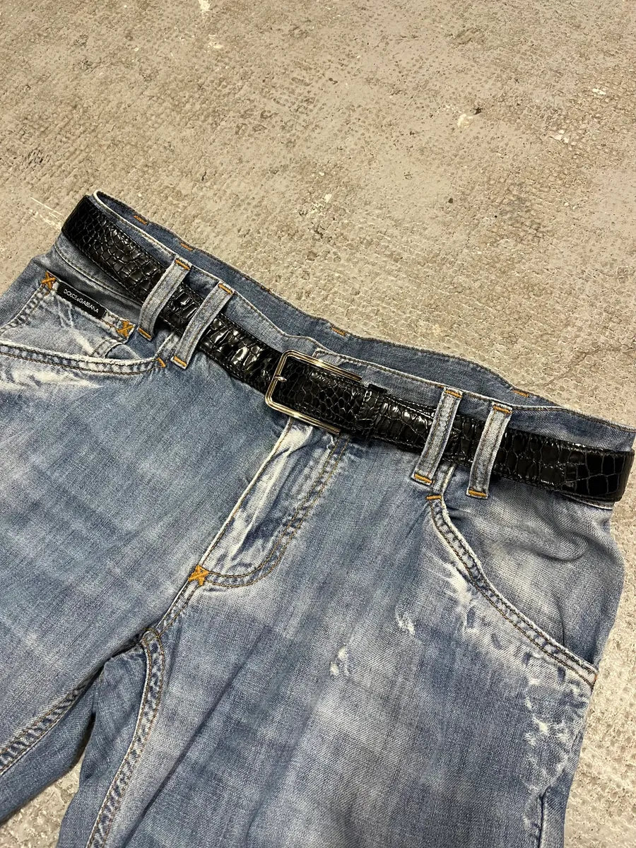 Prada Black Snake Effect Leather Belt (OS) 0