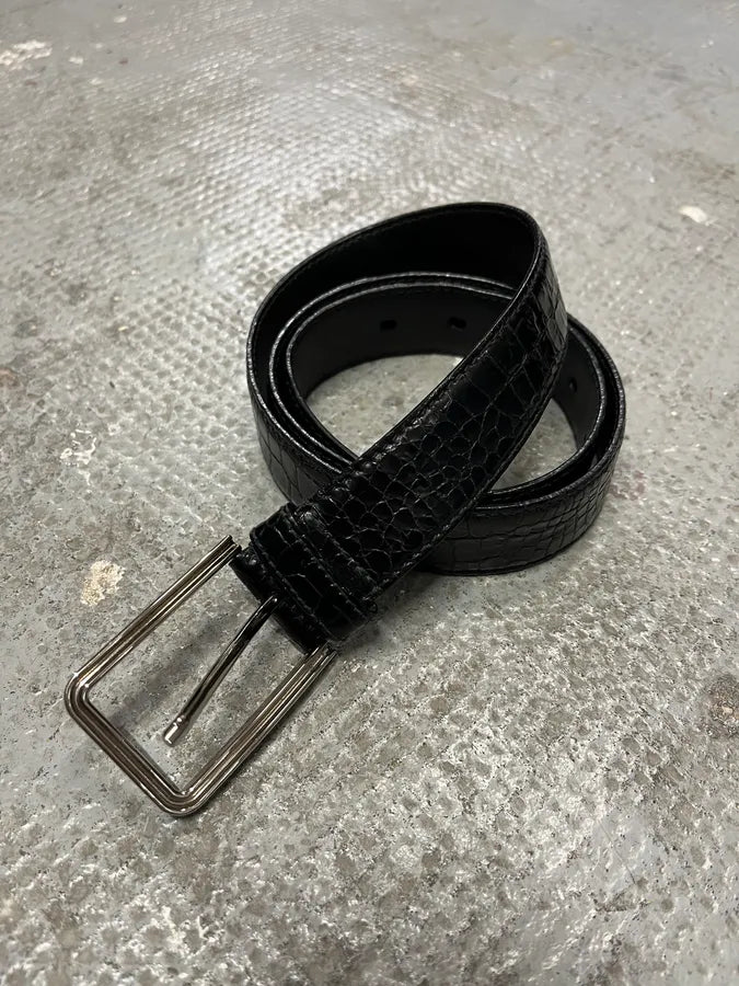 Prada Black Snake Effect Leather Belt (OS) 1