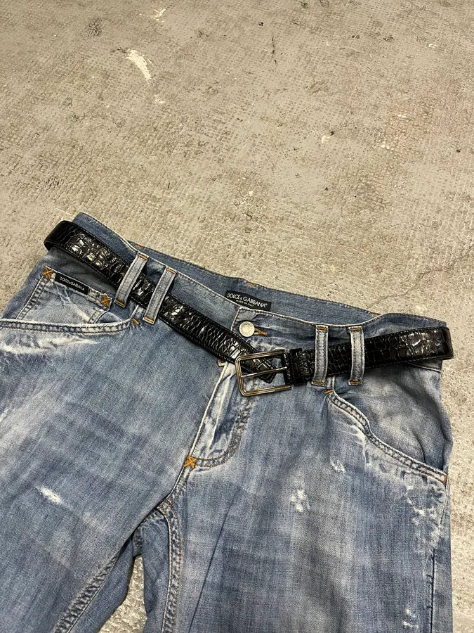 Prada Black Snake Effect Leather Belt (OS) 12