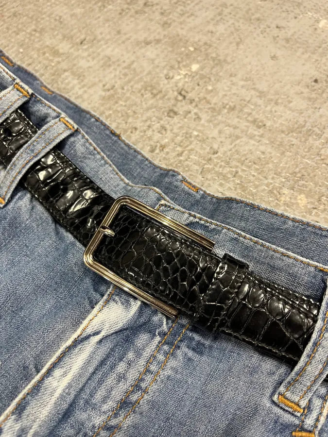 Prada Black Snake Effect Leather Belt (OS) 4