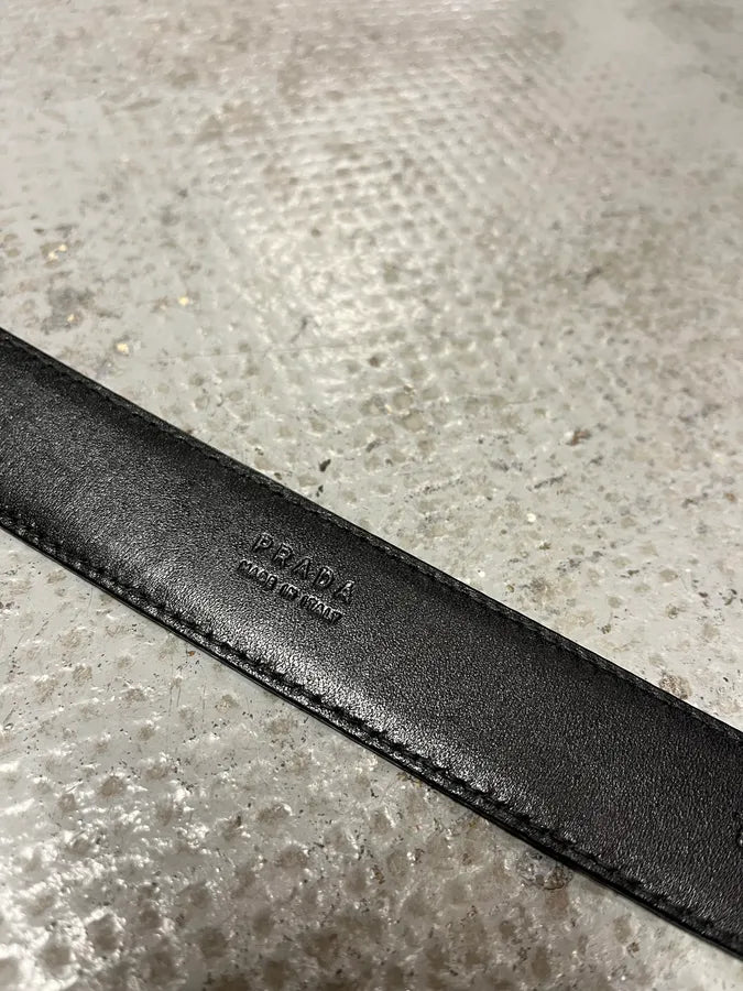 Prada Black Snake Effect Leather Belt (OS) 9