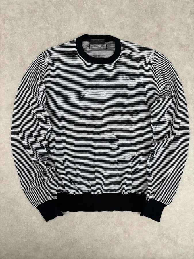 SS2012 Prada Black Stipes Sweater  AHRYizs 0