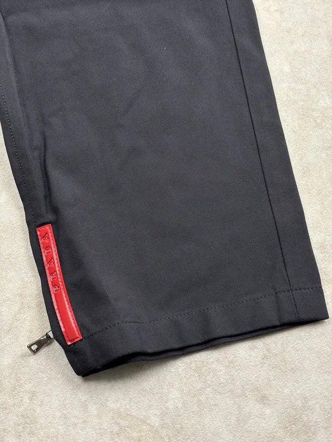 2000s Prada Black Straight Linea Rossa Pants NrbBLIO 9