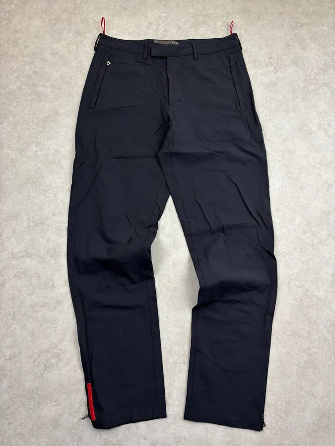 2000s Prada Black Straight Linea Rossa Pants NrbBLIO 0