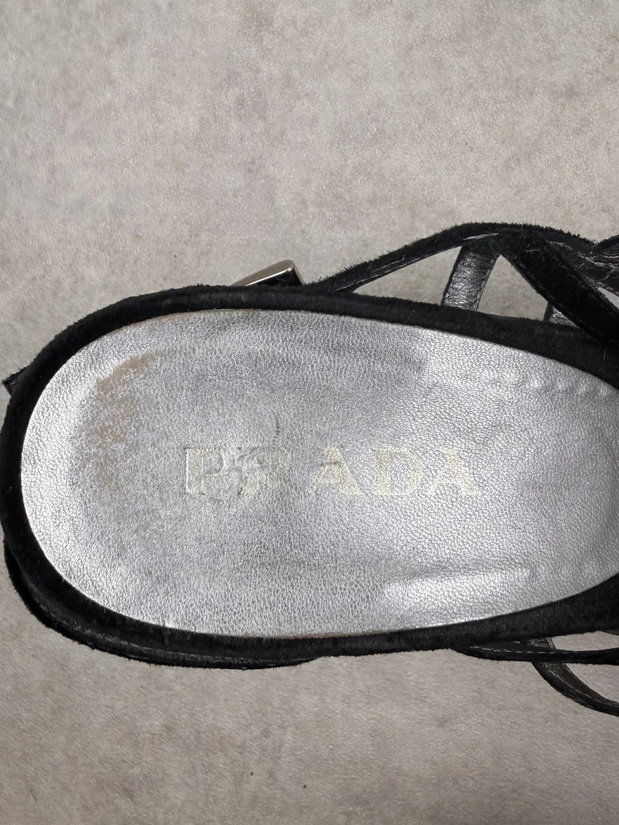 2000s Prada Black Metal Bones Avant-Garde Heels DwGtOVw 8