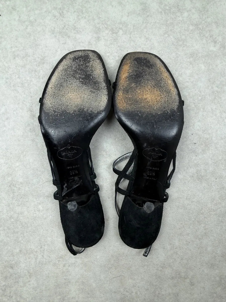 2000s Prada Black Metal Bones Avant-Garde Heels DwGtOVw 6