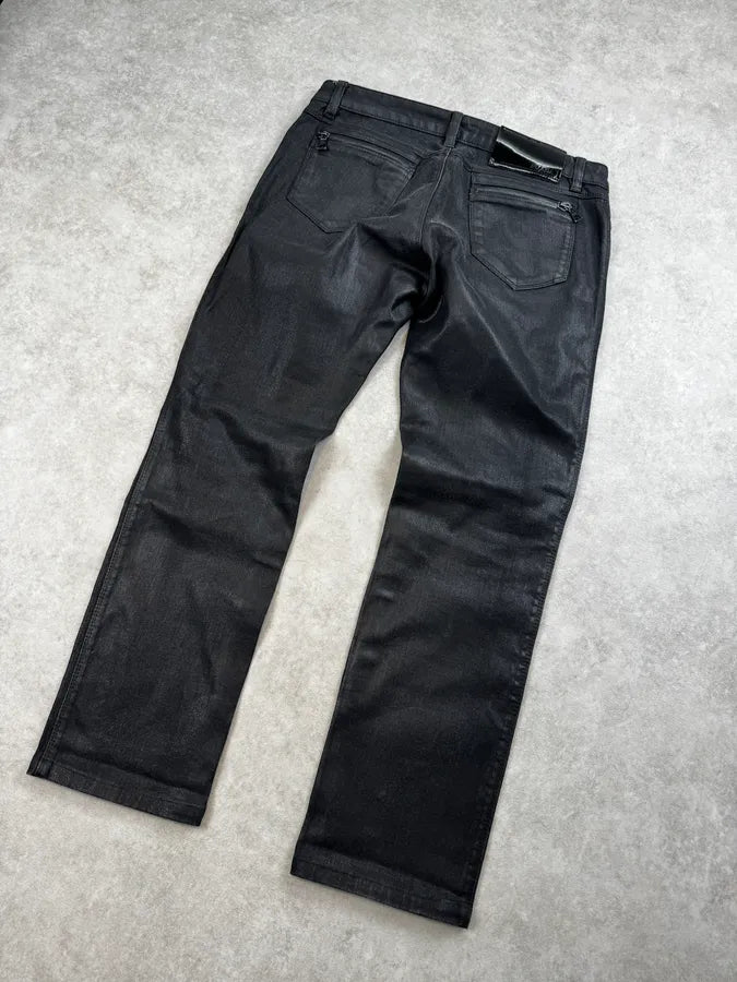 SS2007 Prada Black Waxed Denim Slim Jeans KxbeTGp 6