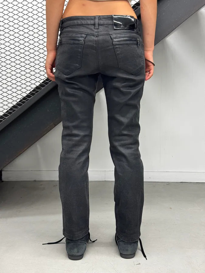 SS2007 Prada Black Waxed Denim Slim Jeans KxbeTGp 4