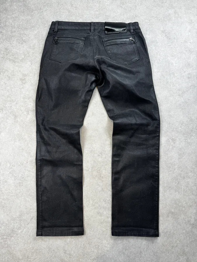 SS2007 Prada Black Waxed Denim Slim Jeans KxbeTGp 1