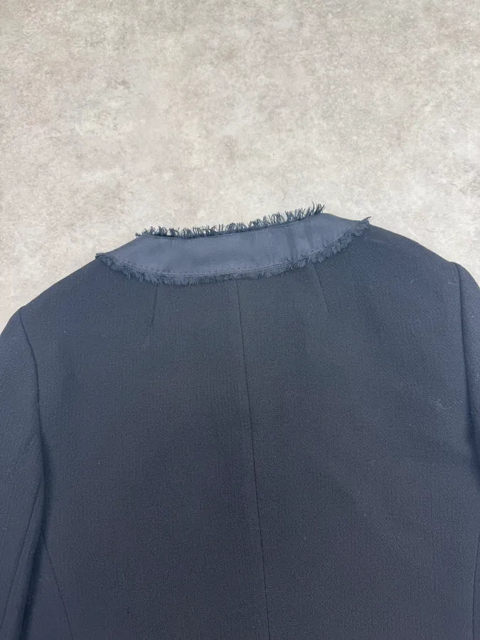 2010s Prada Black Wool Textured Cardigan Blazer Jacket OkeGfkc 7