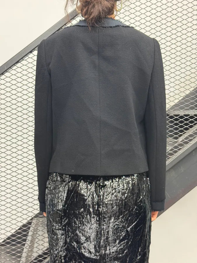 2010s Prada Black Wool Textured Cardigan Blazer Jacket OkeGfkc 2