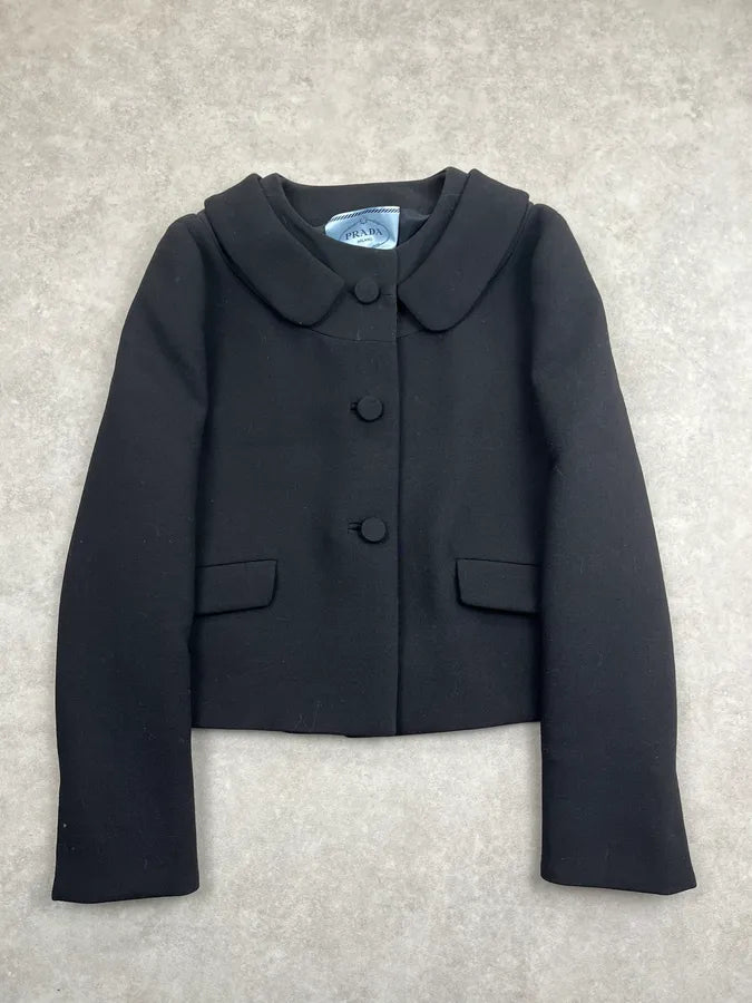 2010s Prada Black Wool Buttoned Cardigan Jacket AUtbYNZ 0
