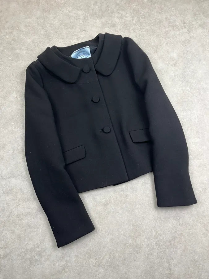 2010s Prada Black Wool Buttoned Cardigan Jacket AUtbYNZ 4