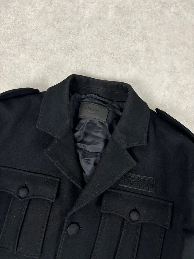 AW2019 Prada Black Wool Multi-Pocket Blazer Jacket FWoXQou 4