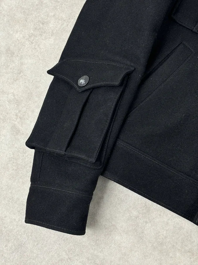 AW2019 Prada Black Wool Multi-Pocket Blazer Jacket FWoXQou 8