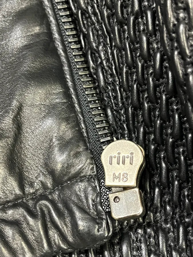 AW2007 Prada Black Woven Leather Jacket mZgFKDf 10
