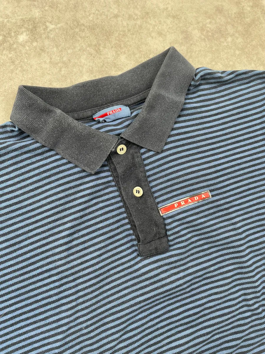 2010s Prada Blue Linea Rossa Striped Polo HnlhDaN 4