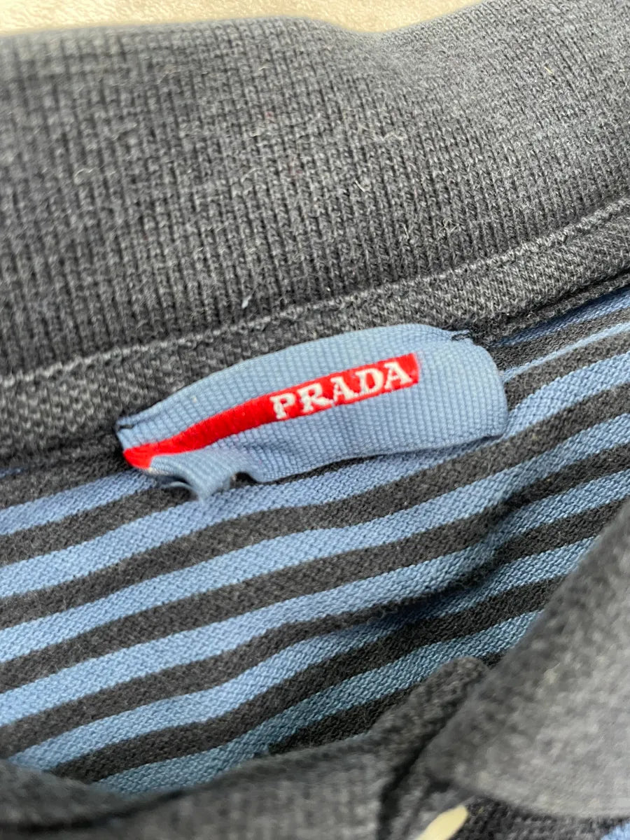 2010s Prada Blue Linea Rossa Striped Polo HnlhDaN 5