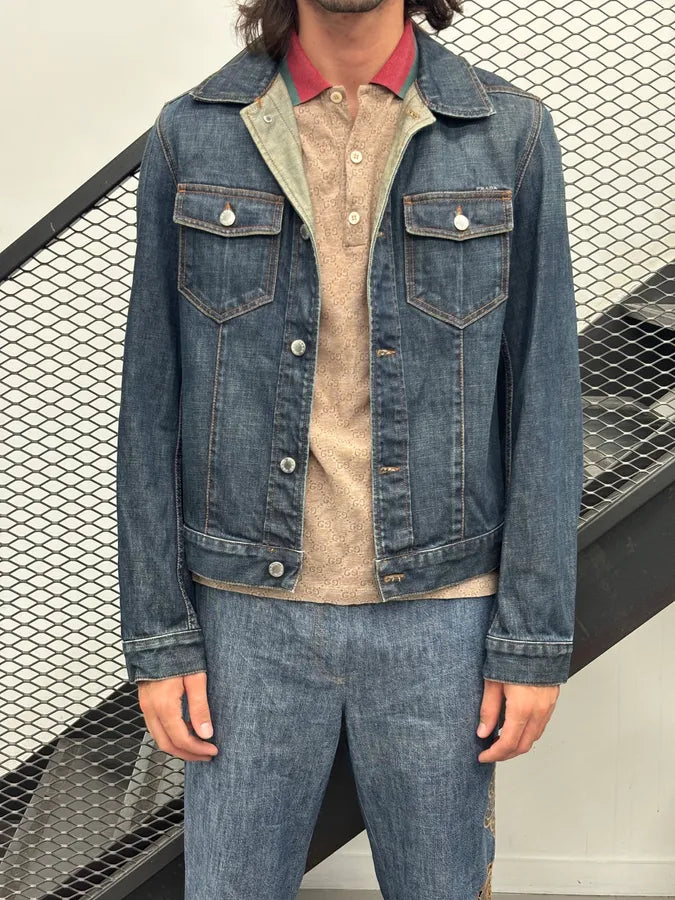 2000s Prada Blue Denim Buttoned Denim Jacket PargHyS 1