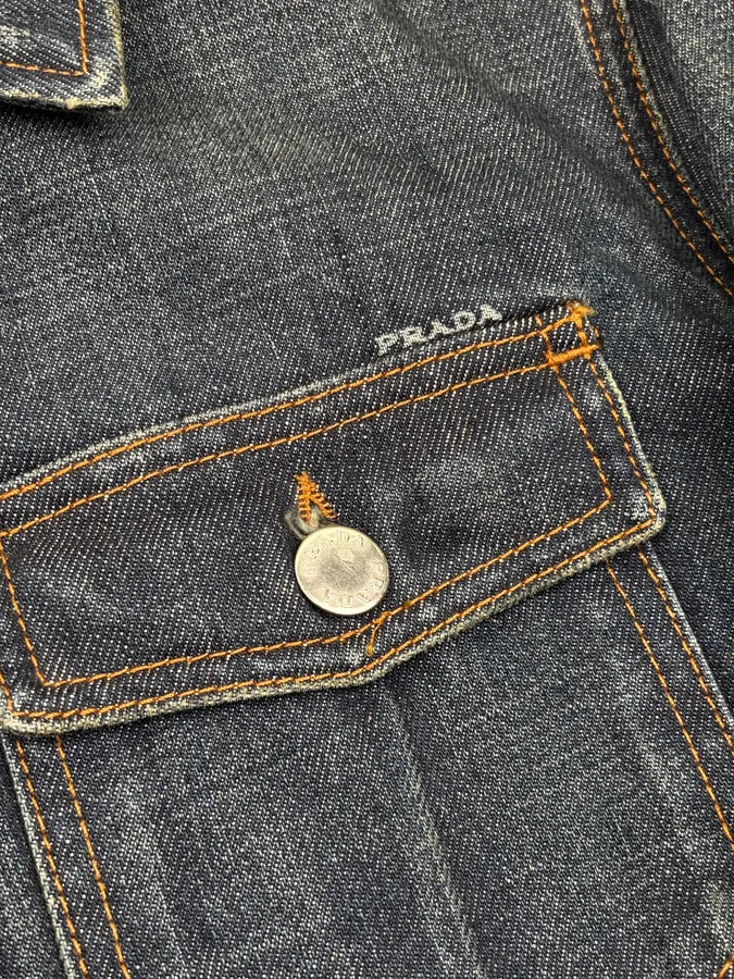 2000s Prada Blue Denim Buttoned Denim Jacket PargHyS 8