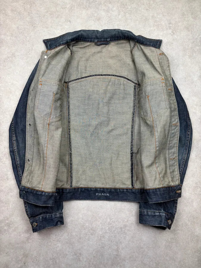 2000s Prada Blue Denim Buttoned Denim Jacket PargHyS 6