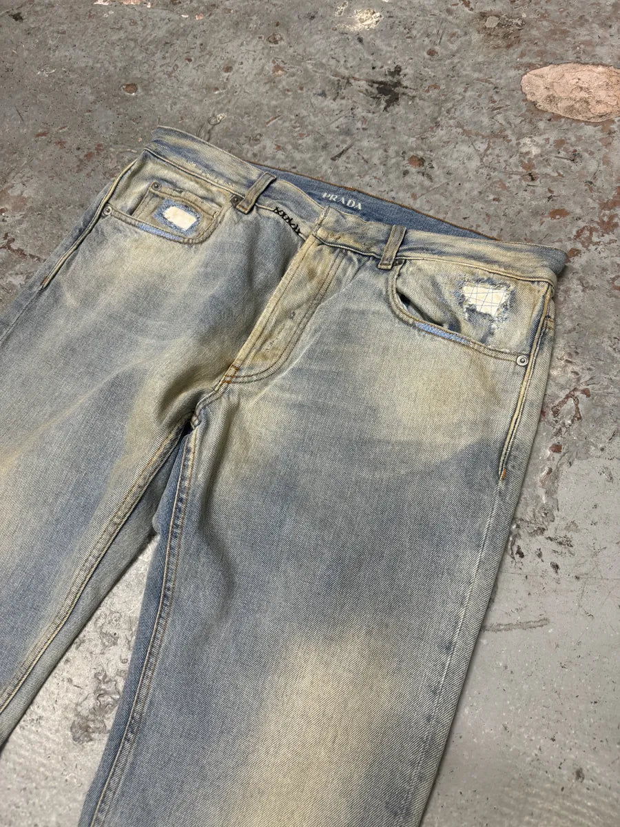 Prada Blue Light Faded Denim Jeans (M/L) NzzmTwB 9