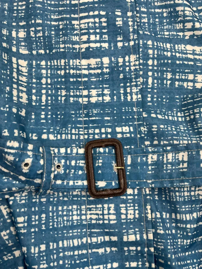 AW2010 Prada Blue White Geometric Light Long Rain Coat zHHigvi 8