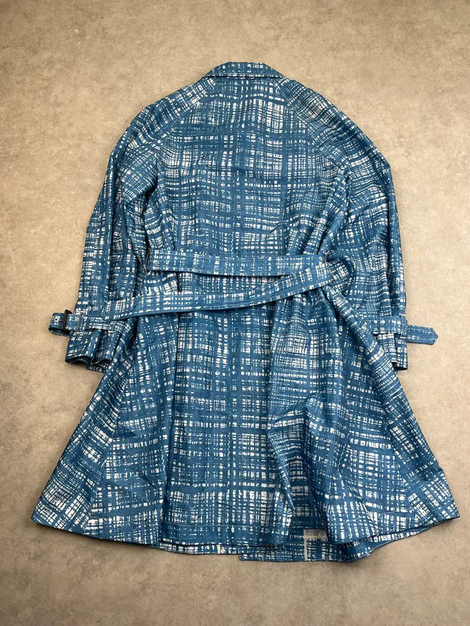AW2010 Prada Blue White Geometric Light Long Rain Coat zHHigvi 5