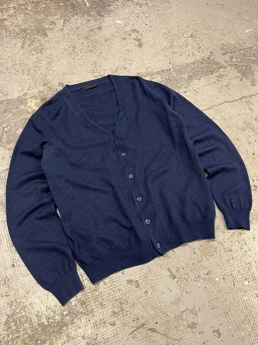 Prada Blue Wool Minimalist Cardigan MXOfZNP 2