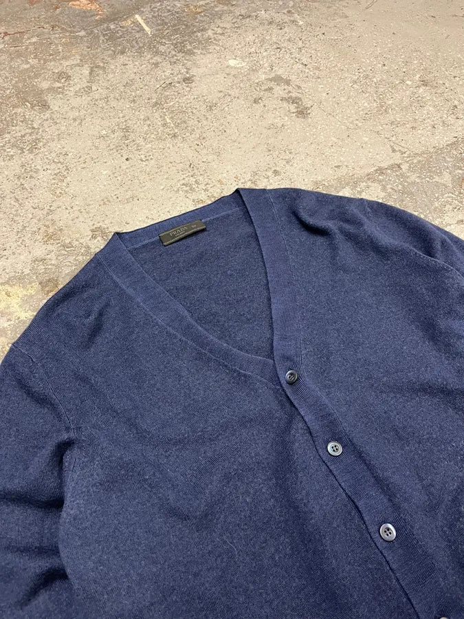 Prada Blue Wool Minimalist Cardigan MXOfZNP 4