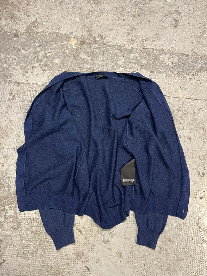 Prada Blue Wool Minimalist Cardigan MXOfZNP 6