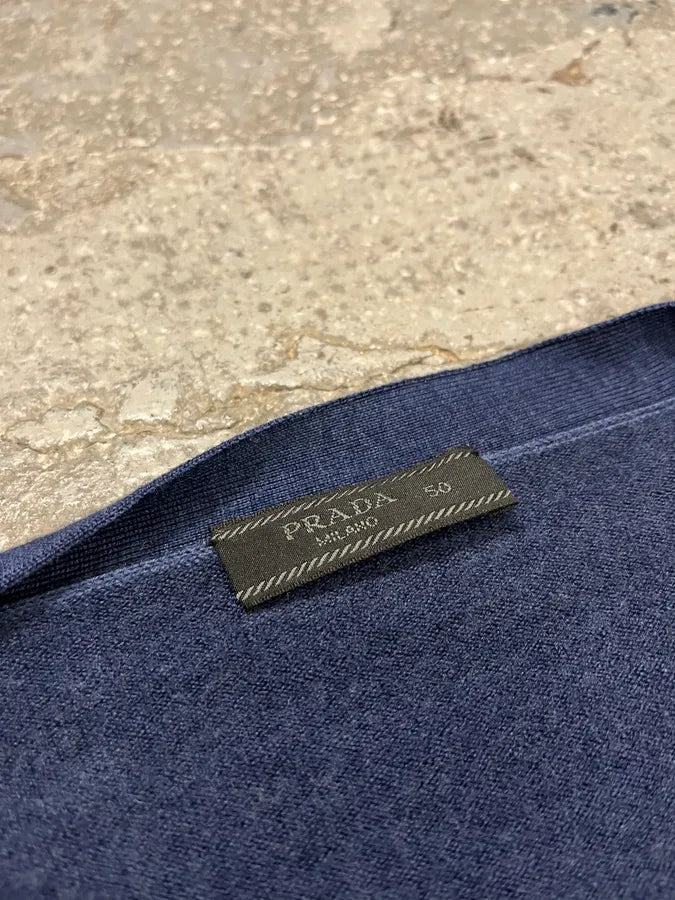 Prada Blue Wool Minimalist Cardigan MXOfZNP 7