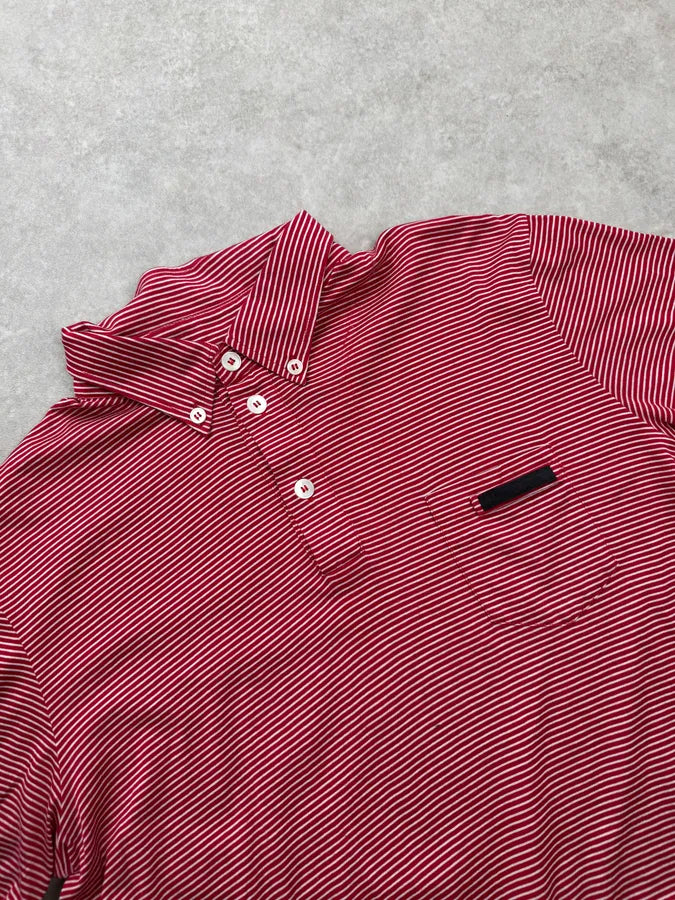 2000s Prada Red & White Striped Polo oaZFfBb 6