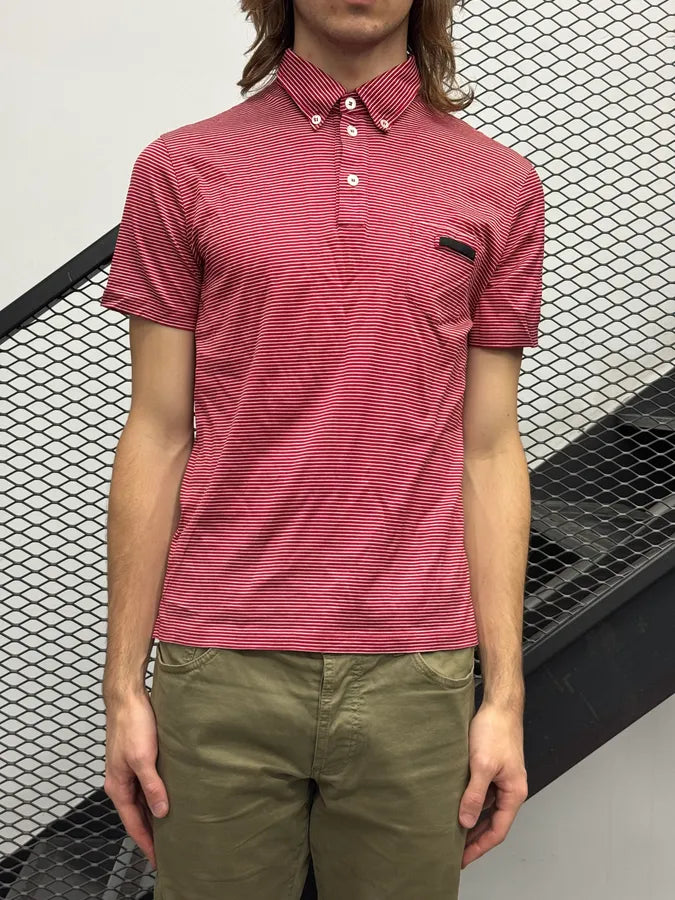 2000s Prada Red & White Striped Polo oaZFfBb 0