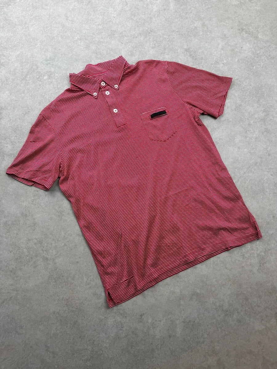 2000s Prada Red & White Striped Polo oaZFfBb 4